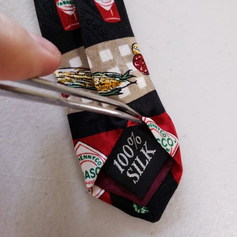 Tabasco Tie Novelty Food‎ Print Necktie Red Black Lobster Crab Pepper Menswear